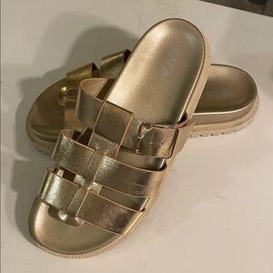 MIA Metallic Gold Slide Fisherman Sandals Size 10